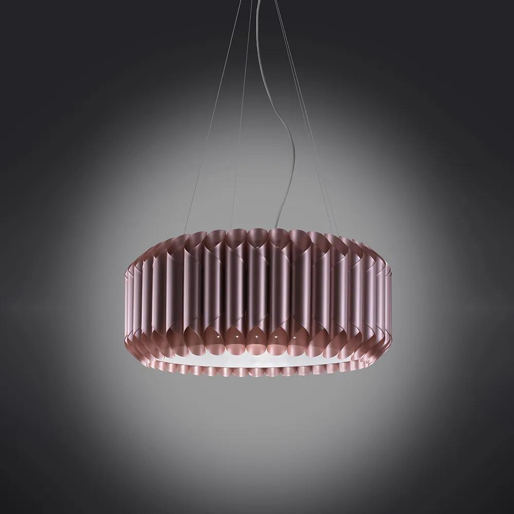 Lampadario Moderno 5 Luci Louise In Polilux Rosa Metallico Made In Italy
