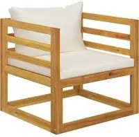 Sedia da Giardino con Cuscino Crema in Legno Massello di Acacia cod mxl 78161