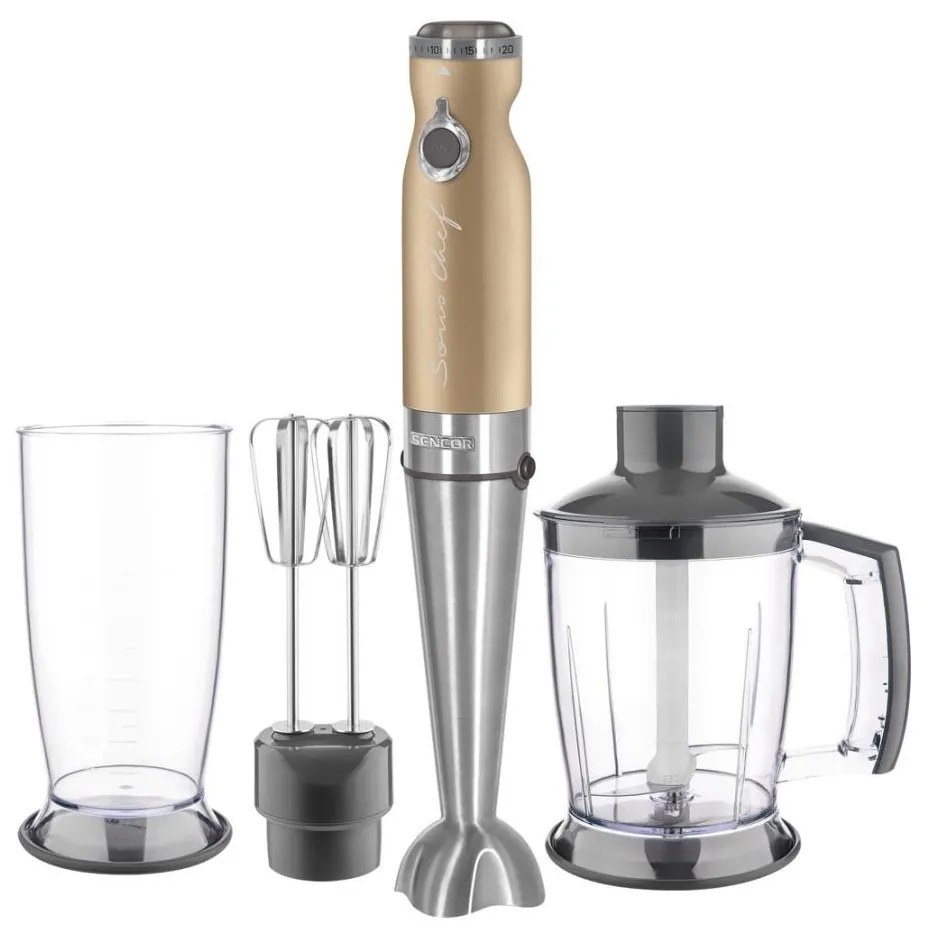 Sencor - Frullatore a immersione 4in1 1200W/230V acciaio inox/oro