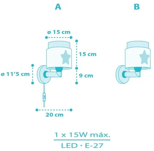 Dalber 76019T - Applique per bambini BABY DREAMS 1xE27/15W/230V blu