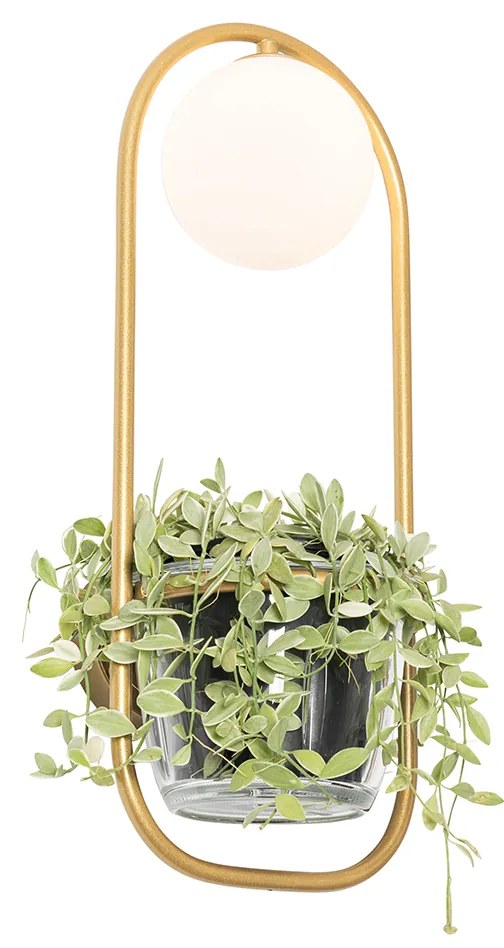 Applique Art Déco oro con vetro bianco - Isabella