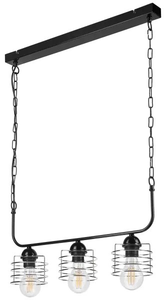 Lampadario a sospensione con catena MORGAN 3xE27/60W/230V nero/cromo