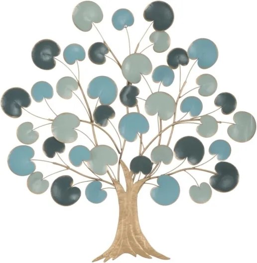 Pannello Decorativo A Parete Albero 89x2,5x90 Cm In Ferro Apple Blu Chiaro