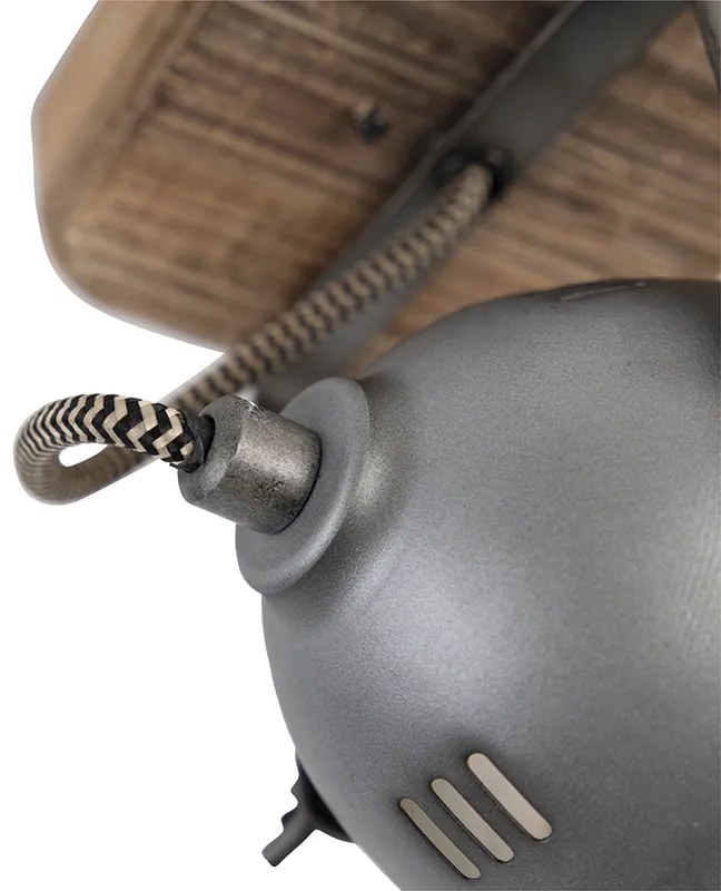 Faretto industriale in acciaio con legno inclinabile - Emado