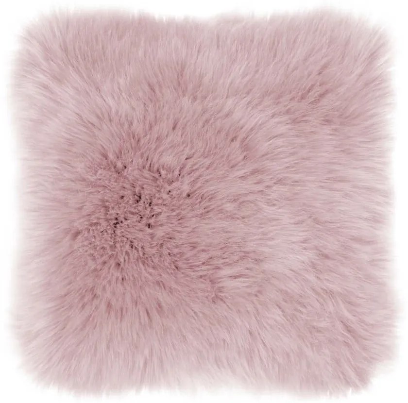 Cuscino in pelle di pecora rosa, 45 x 45 cm - Tiseco Home Studio