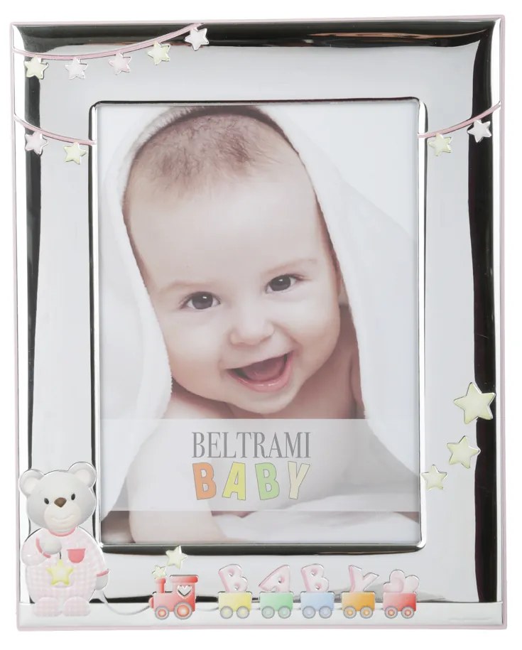 Portafoto bimba Orsetto trenino foto 13x18 cm Beltrami con argento Miro Silver
