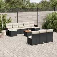 Set Divani da Giardino 11 pz con Cuscini in Polyrattan Nero 3226392