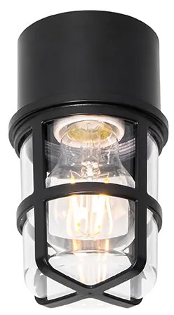 Lampada da soffitto e da parete nera con paralume trasparente IP54 - Kiki