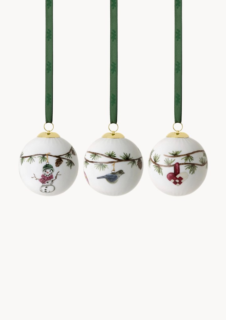 Set di 3 palline albero di Natale in porcellana Hammershøi