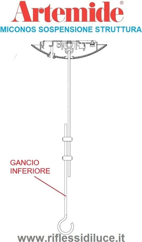 Artemide ricambio per Miconos sospensione gancio inferiore