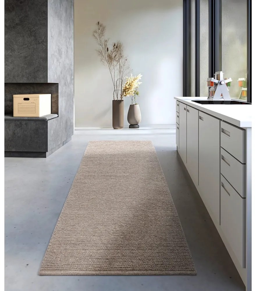 Passatoia marrone chiaro in lana tessuta a mano 80x200 cm Francois - Villeroy&amp;Boch
