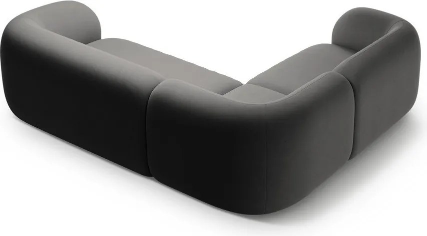 Divano angolare grigio scuro (con penisola a sinistra/a L) con rivestimento in velluto Kate – Micadoni