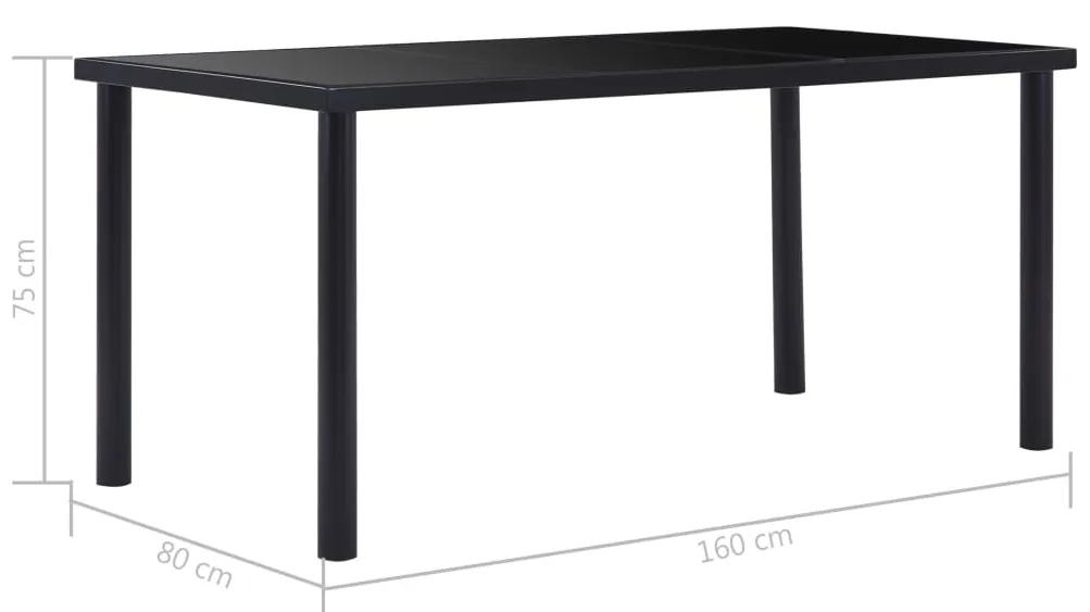 Tavolo da pranzo nero 160x80x75 cm in vetro temperato