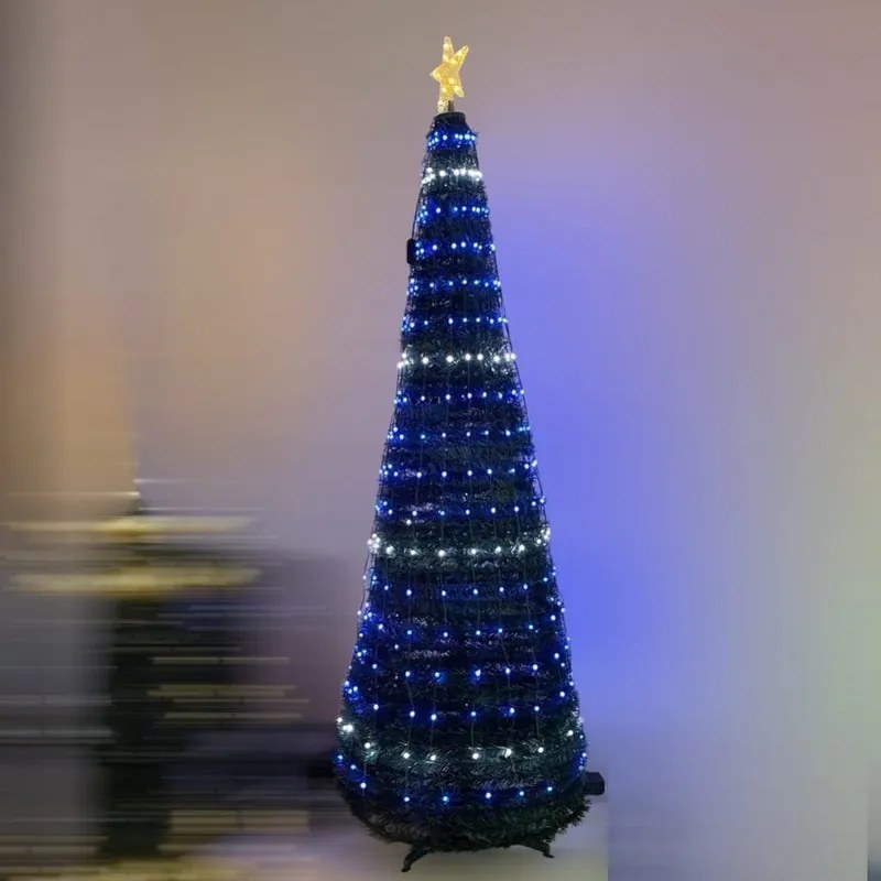 Albero di Natale artificiale Conico verde con illuminazione H 210 cm x Ø 70 cm