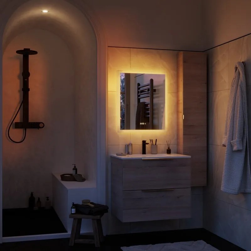 Specchio con illuminazione integrata bagno rettangolare Neo SENSEA L 60 x H 70 x P 2.9 cm trasparente