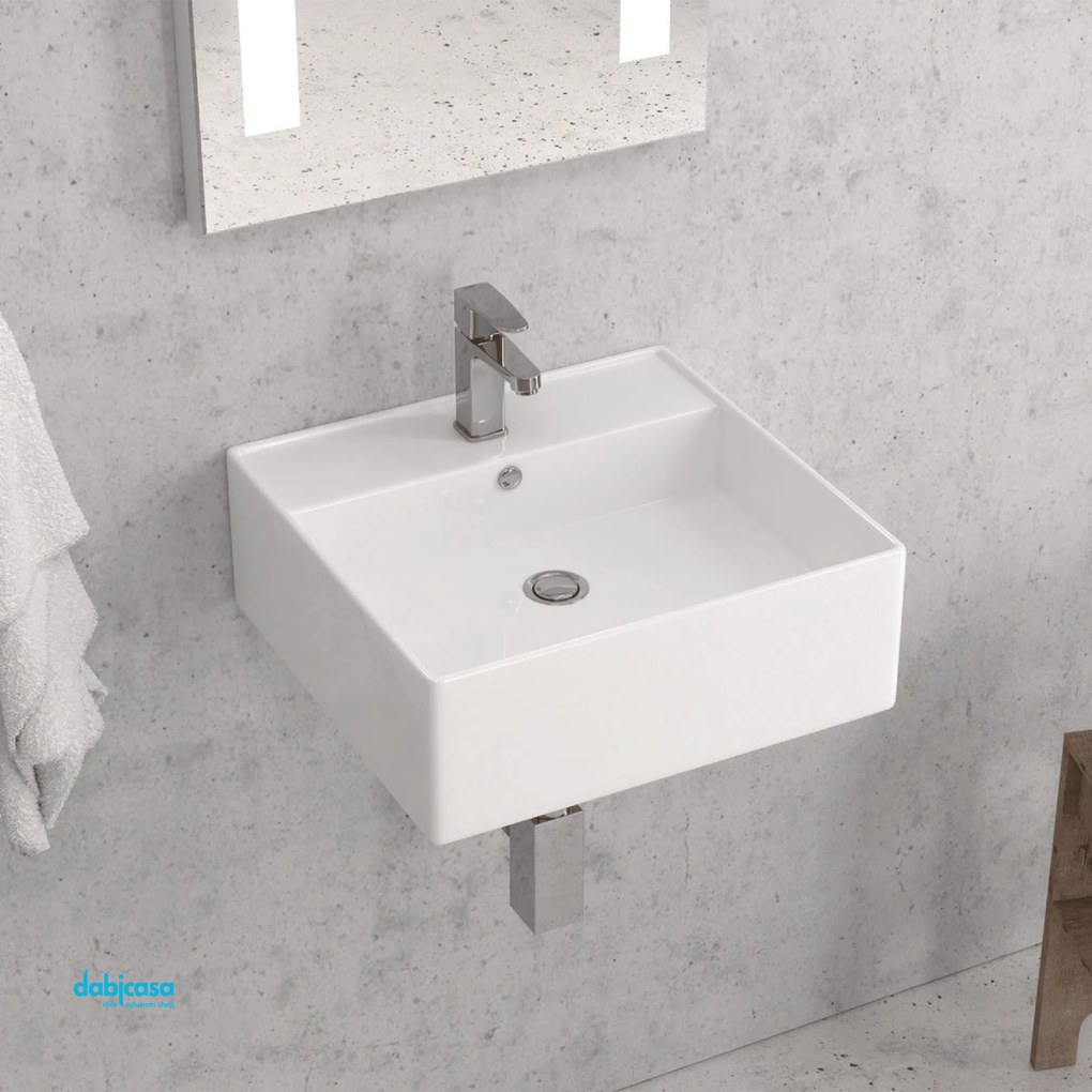 Lavabo Sospeso Da 46,5x46,5 Cm Finitura Bianco Lucido