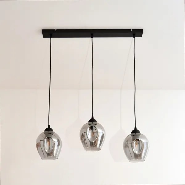 Lampadario a sospensione con filo LILI 3xE27/15W/230V nero/grigio