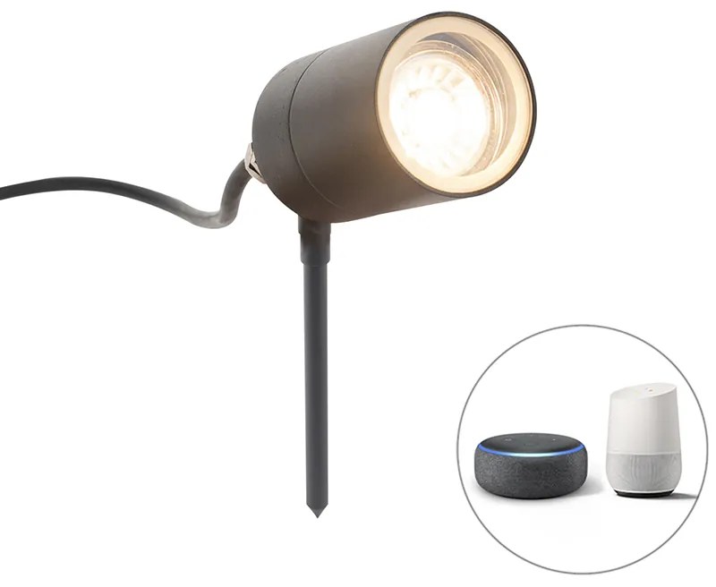 Faretto a picchetto moderno intelligente antracite IP44 con Wi-Fi GU10 - Solo