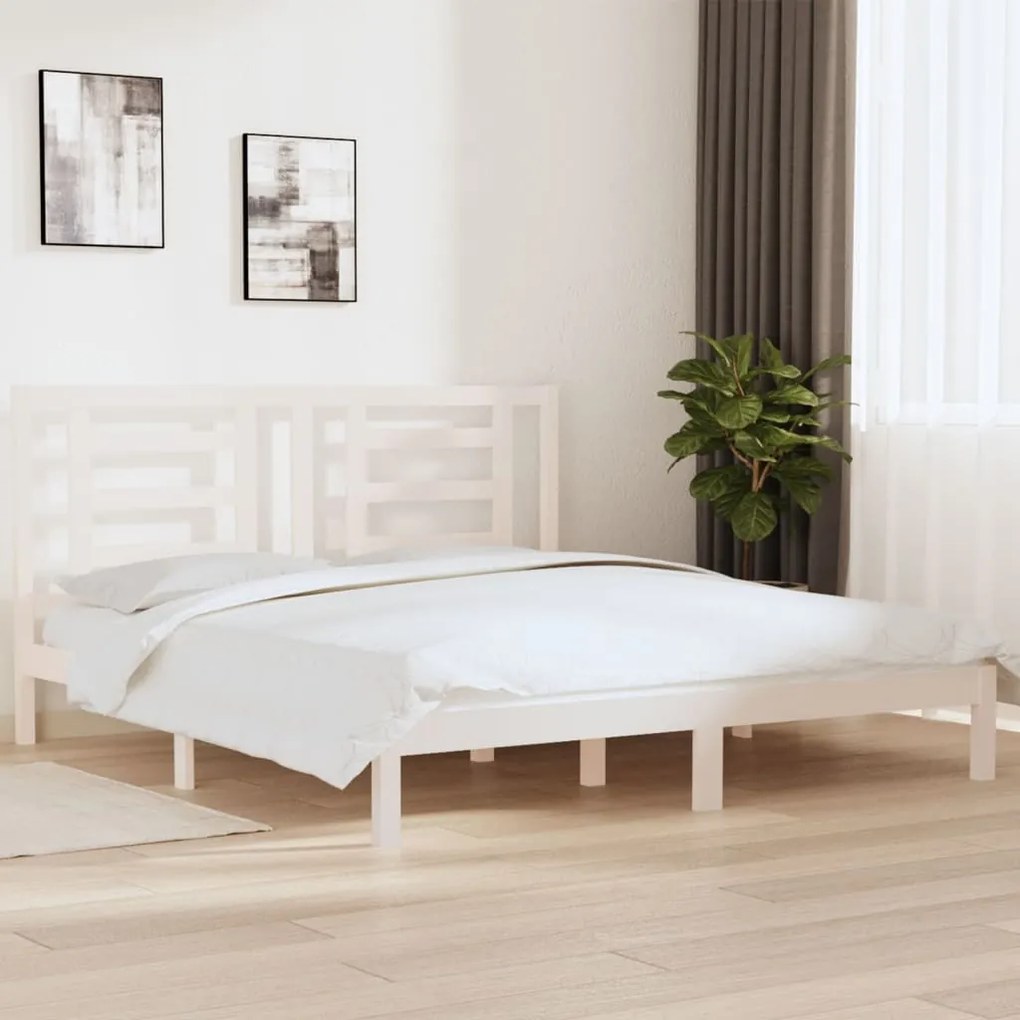 Giroletto Bianco İn Legno Massello 180x200 Cm Super King /
