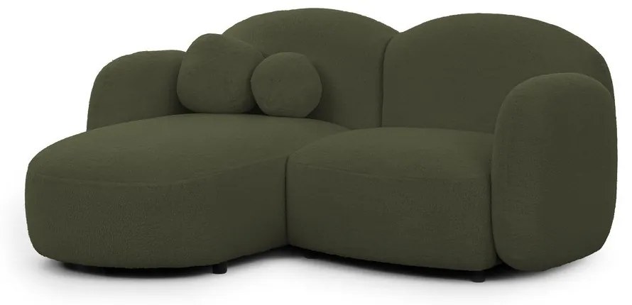 Divano angolare verde (con penisola a sinistra/con chaise lounge) con rivestimento in bouclé Orbit – Ropez