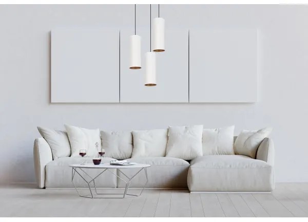 Lampadario a cavo AVALO 3xE27/60W/230V Ø35 cm bianco/rame