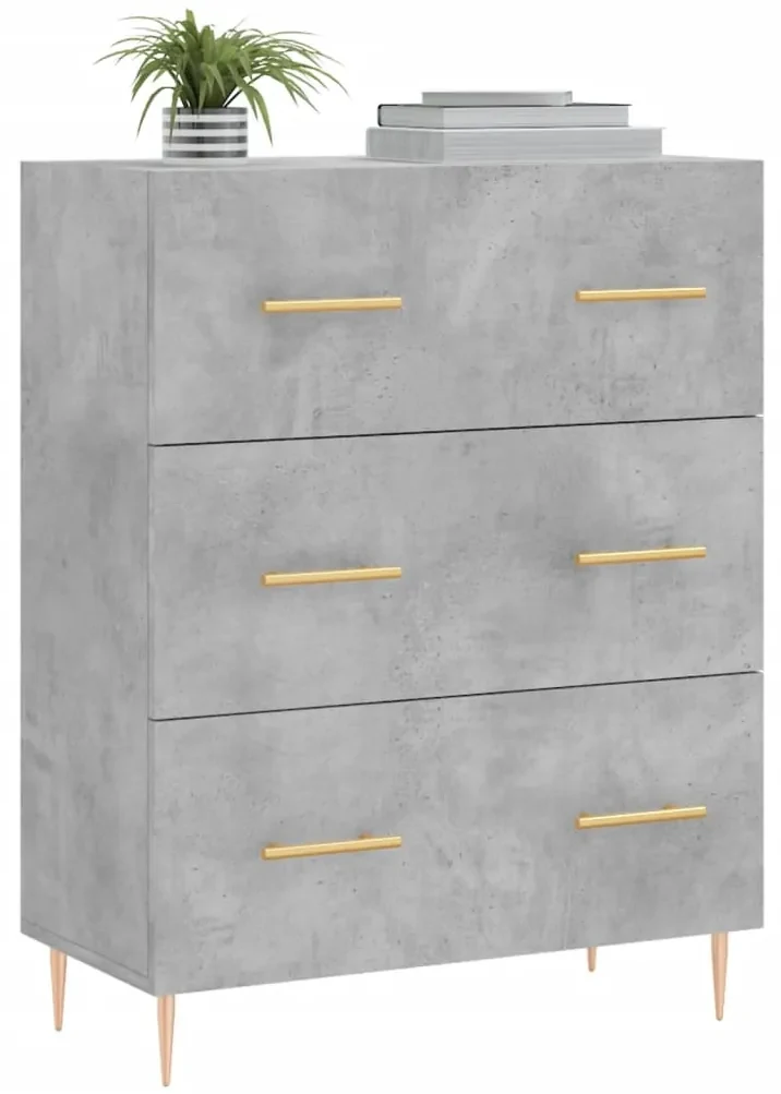 Credenza grigio cemento 69,5x34x90 cm in legno multistrato