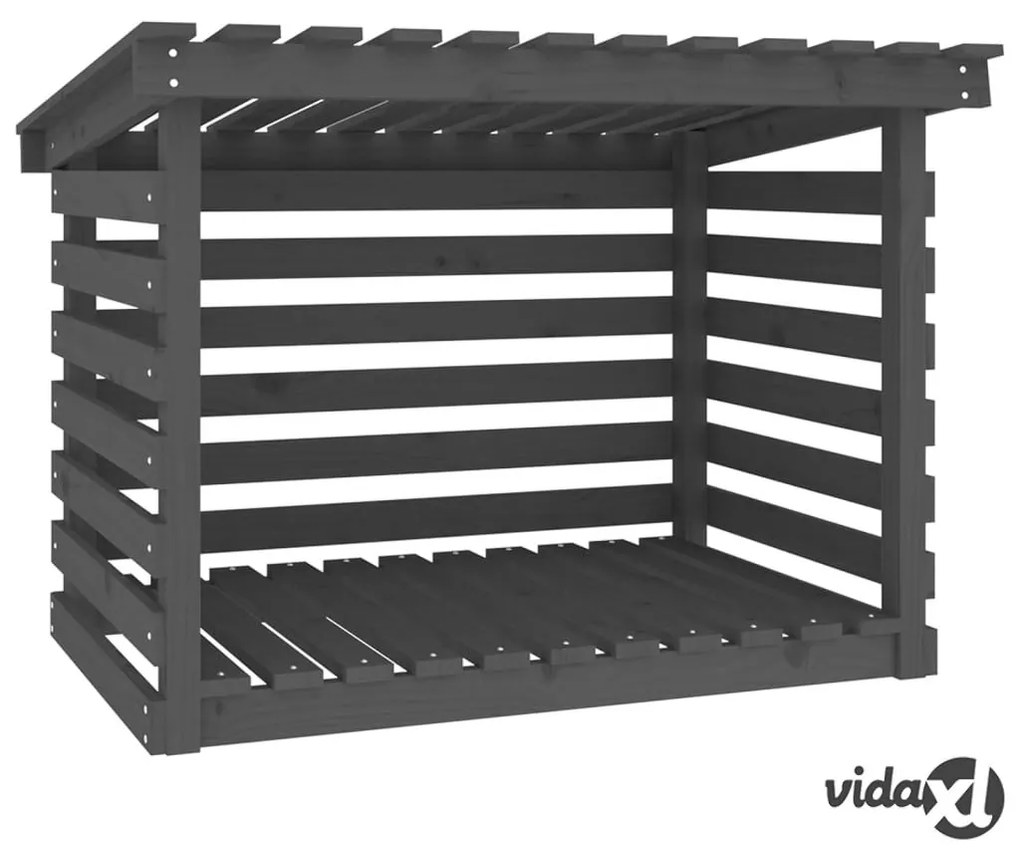 vidaXL Portalegna Grigio 108x73x79 cm in Legno Massello di Pino