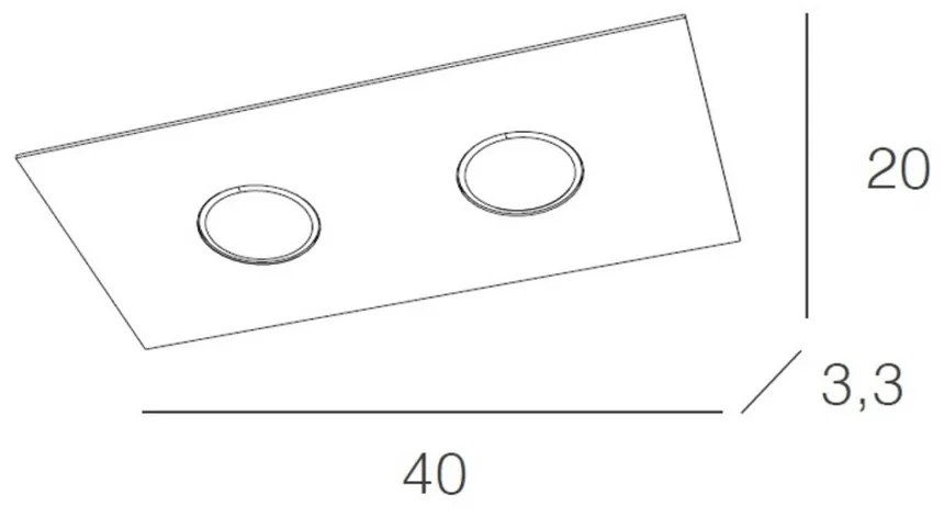 Plafoniera Moderna Rettangolare Area Metallo Grigio Metallo 2 Luci Gx53