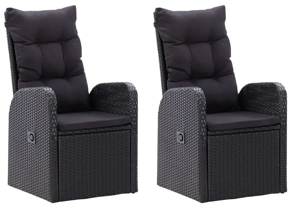 Set da pranzo da giardino 7 pz con cuscini nero