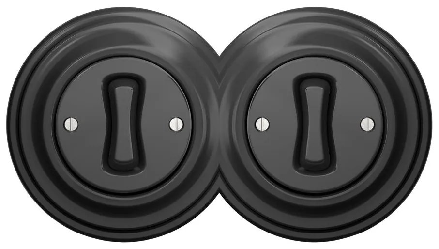 Kliklap - Doppio interruttore unipolare in stile retrò con placca n. 1, antracite