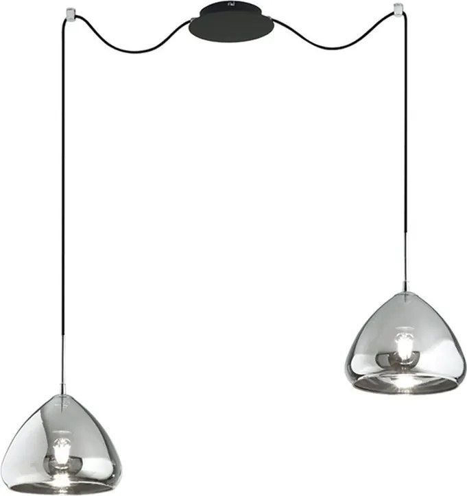 Lampadario Glamour Glow cromo paralume fumo 2x E27 LA MIA LUCE