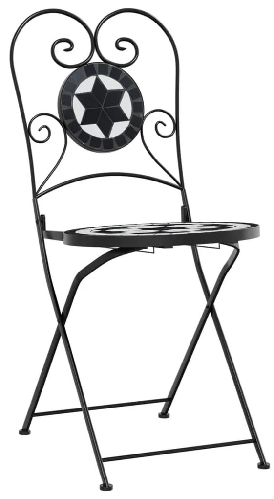 Set da bistrot con mosaico nero e bianco in ferro e ceramica