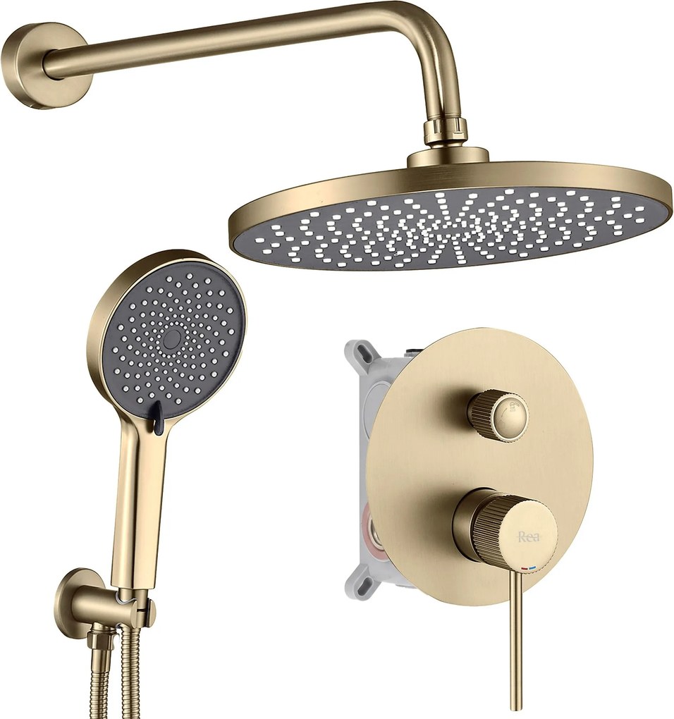 Set doccia da incasso Rea Lungo Stripe Gold Brush + BOX