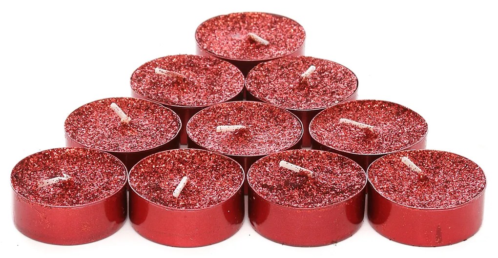 Set tealight 10 pezzi, con glitter