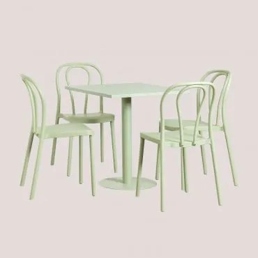 Set di Tavolo Quadrato 70x70 cm e 4 Sedie da Giardino Mizzi Celadon - Sklum