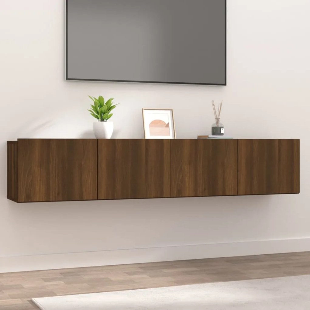 Mobili porta tv 2pz rovere marrone 80x30x30cm legno multistrato