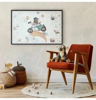Poster - Bear in a Race Car Cornice nera 42x29.7