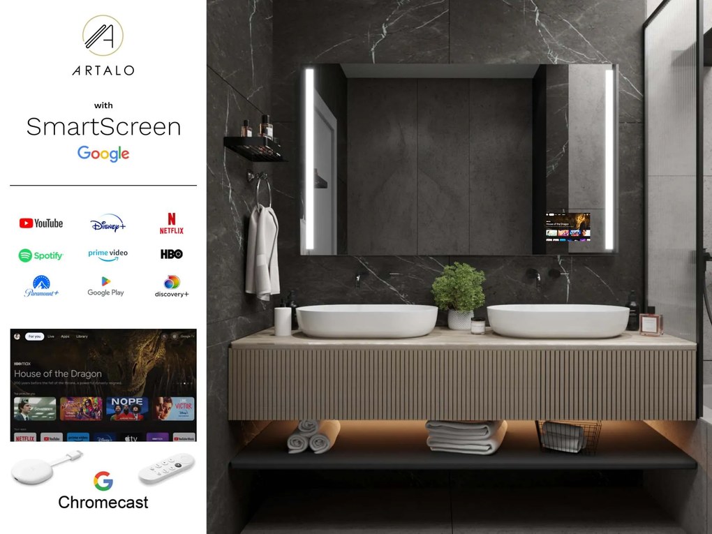 SMART specchio con luminazione M4 premium + SmartScreen with Apple TV