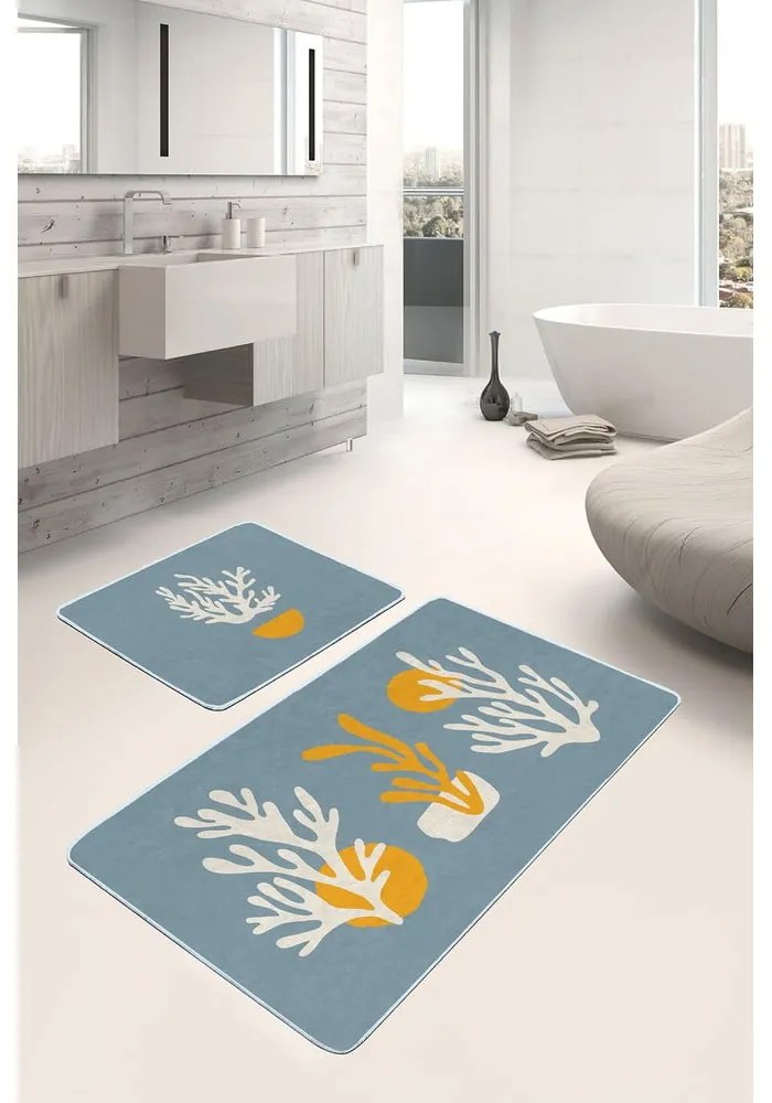 Tappetini da bagno blu in set da 2 100x60 cm - Minimalist Home World