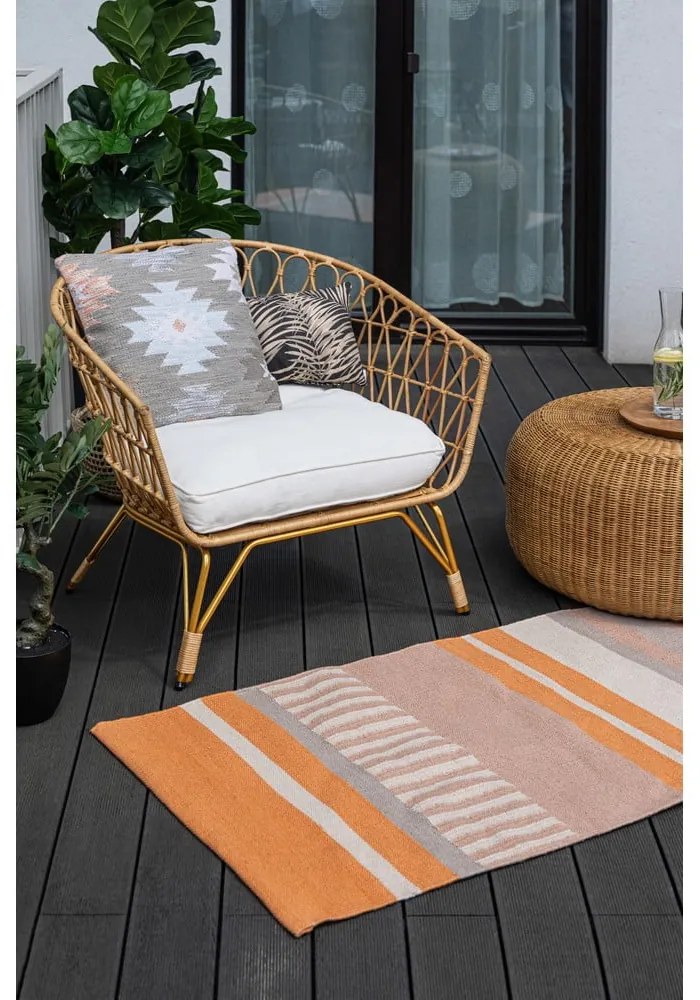 Tappeto bifacciale beige-arancio per esterni in plastica riciclata , 80 x 180 cm Bella - Green Decore