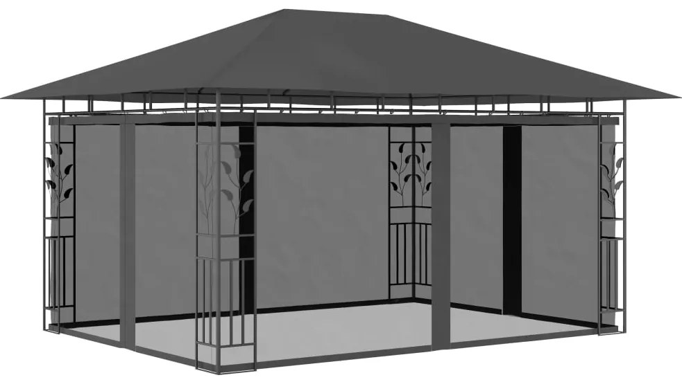 Gazebo Con Zanzariera 4x3x2,73 M Antracite 180 G/m² /