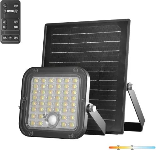Proiettore solare LED con sensore LED/10W/3,7V 4000K IP65 3600 mAh + telecomando