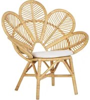 Sedia pavone poltrona in cotone rattan beige cuscino per sedile giardino esterno interno boho