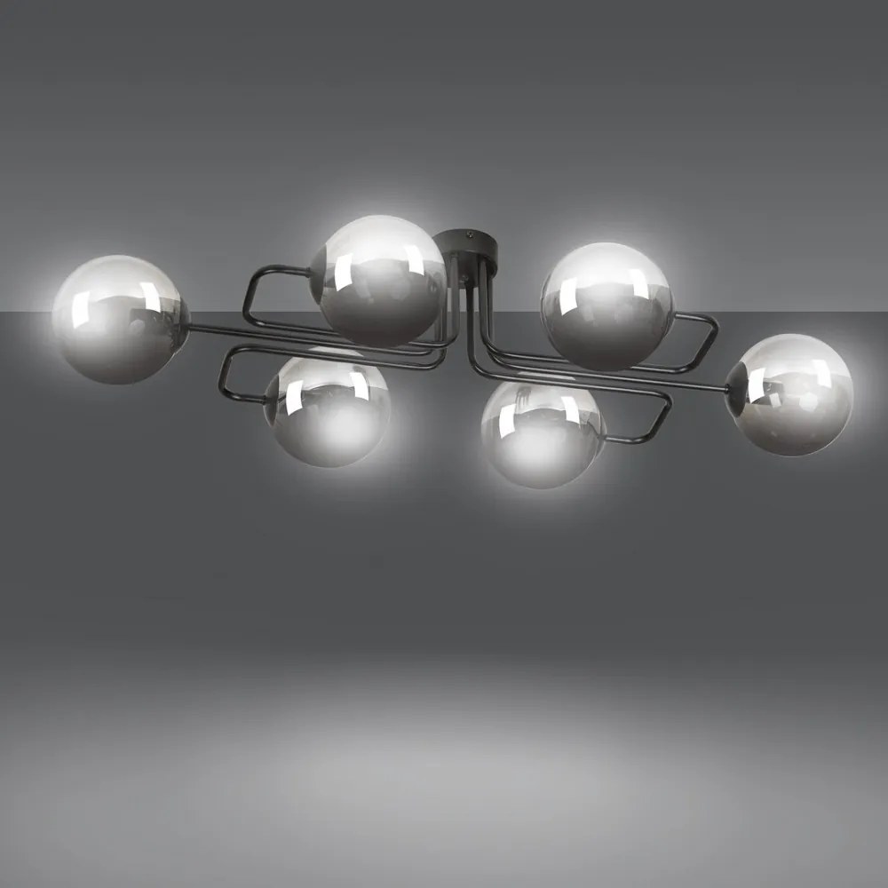 Lampadario da soffitto BRENDI 6 in acciaio e vetro 6xE14 Colore del corpo Grafite