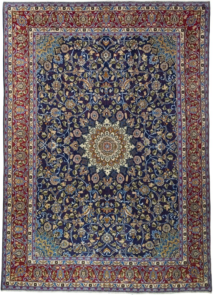 Kashmar Tappeto 410 x 290 Blu (Iran) Annodato A Mano