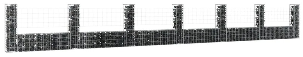 Cesto Gabbione A U Con 7 Pali İn Ferro 740x20x100 Cm /