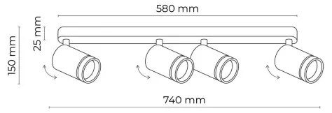 Faretto JET 4xGU10/10W/230V nero
