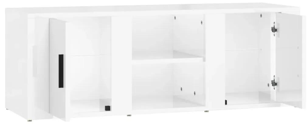 Mobile Porta TV Bianco Lucido 100x31,5x35 cm Legno Multistrato