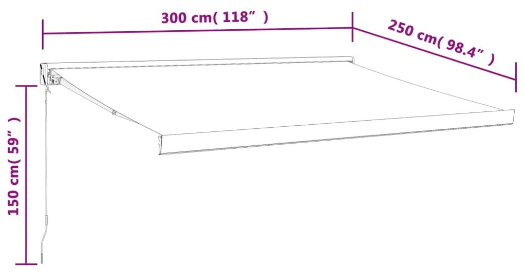 Tenda Sole Retrattile Blu e Bianca 3x2,5 m Tessuto e Alluminio