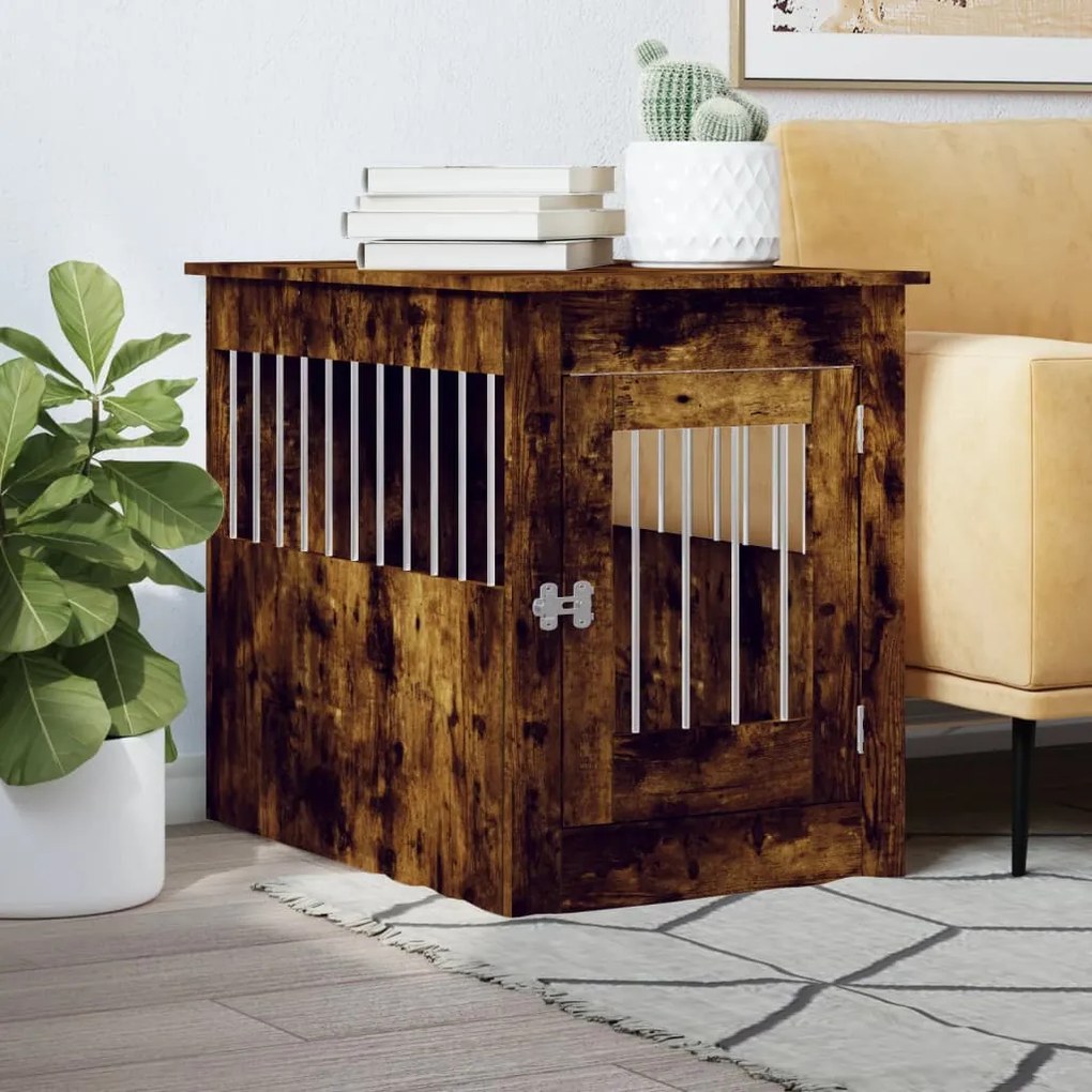 Gabbia Cani Da Arredamento Rovere Fumo 55x80x68cm Multistrato /